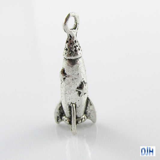 Bulk Rocket Charm Pendant Space Sci-Fi 26x7mm Select Qty