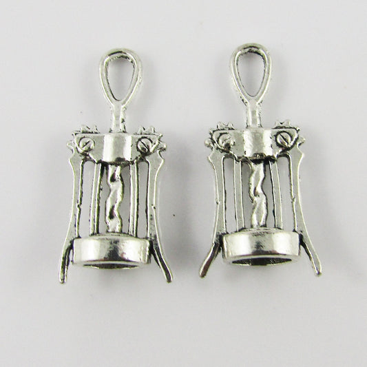 Bulk Wine Bottle Opener Corkscrew Charm Pendant Alloy 27x11mm Select Qty