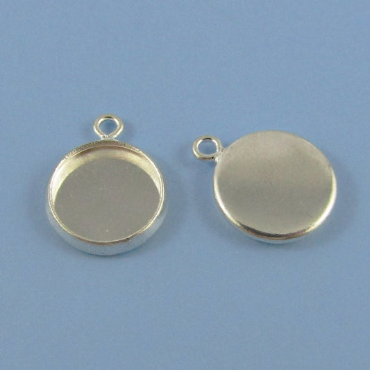 Bulk 10pcs Round Cabochon Pendant Setting 15x12mm Fit 10mm Cabs SP BRASS