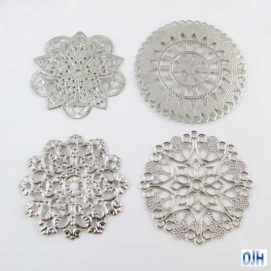 8pcs Metal Filigree Mandala Embellishments Cards Scrapbooking Hair Clips