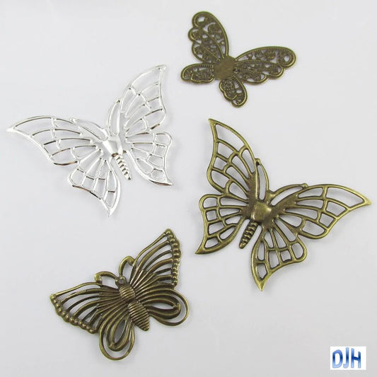 8pcs Metal Filigree Butterfly Embellishments Cards Scrapbooking Hair Clips