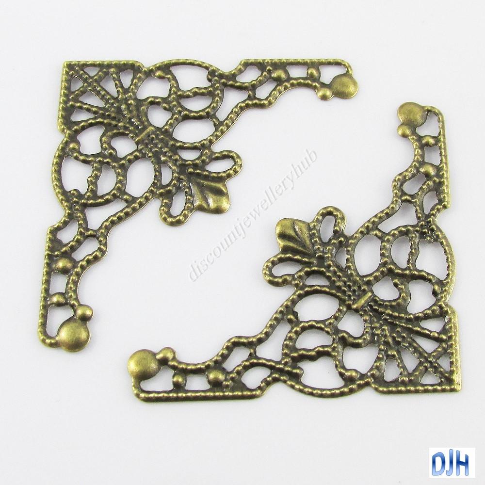 30pcs Filigree Corner Embellishments 48x26mm Craft Scrapbooking Pick Colour
