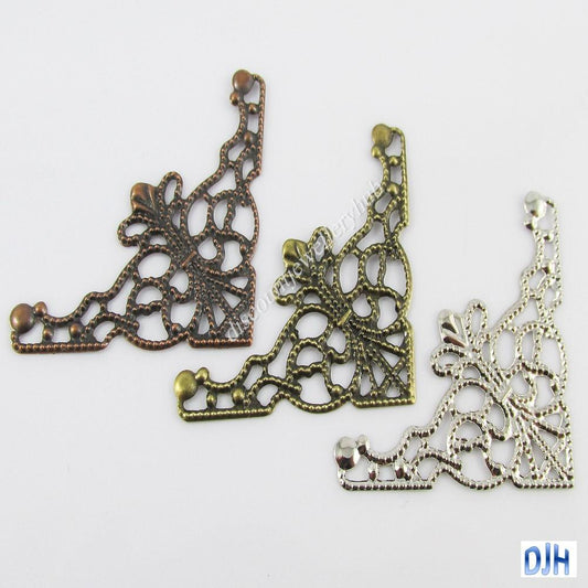 30pcs Filigree Corner Embellishments 48x26mm Craft Scrapbooking Pick Colour