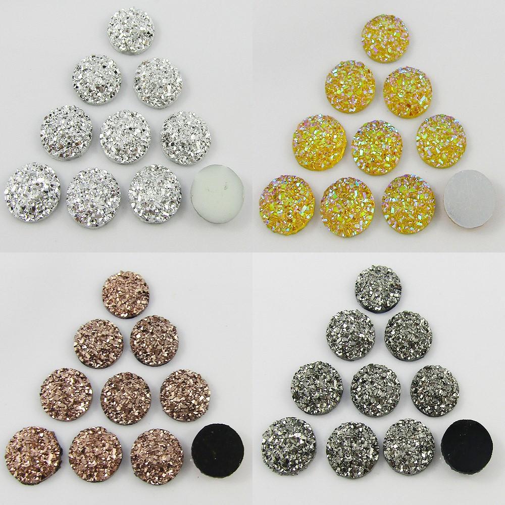 10pcs Metallic Druzy Cabochon 12mm Flat Back Earring etc Select Colour