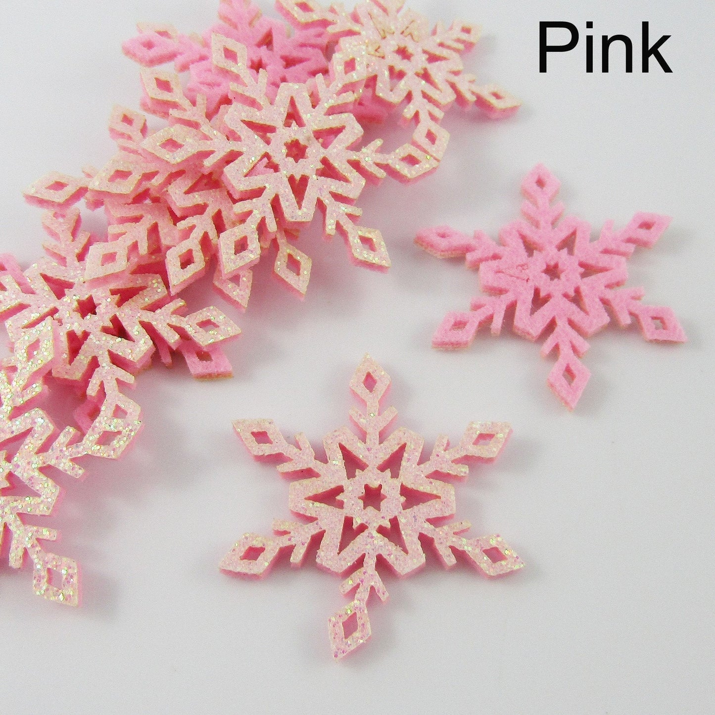 10pcs Glitter Felt Snowflake Craft Embellishment 41x36mm Select Colour