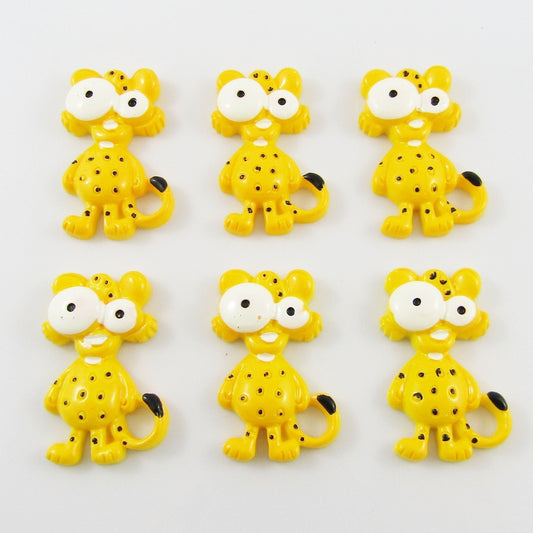 6pcs DIY Resin Cartoon Leopard Cabochon Flat Back Hair Clips Scrapbooking etc