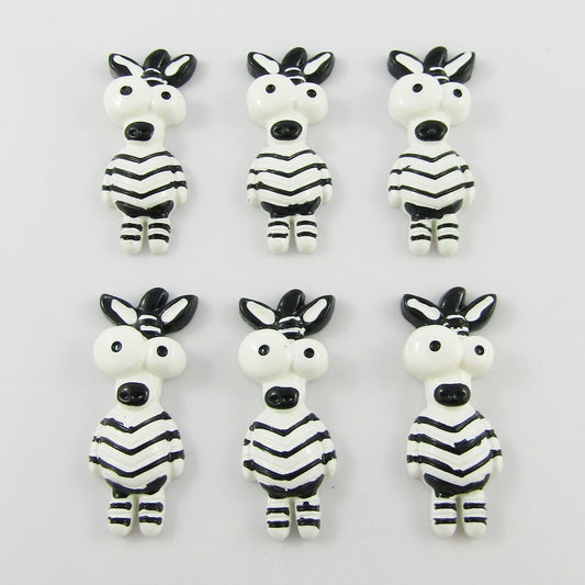 6pcs DIY Resin Cartoon Zebra Cabochon Flat Back Hair Clips Scrapbooking etc