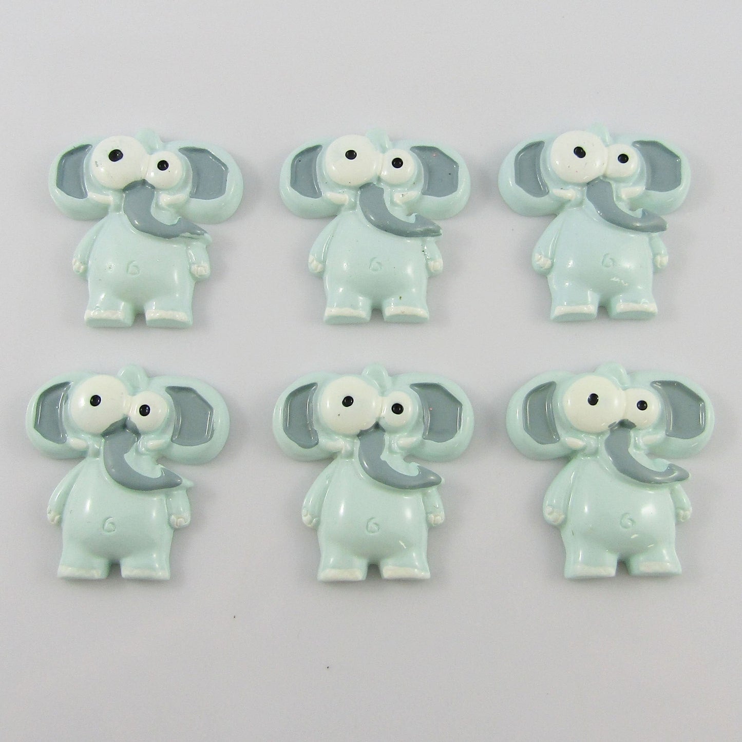 6pcs DIY Resin Cartoon Elephant Cabochon Flat Back Hair Clips Scrapbooking etc