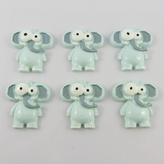 6pcs DIY Resin Cartoon Elephant Cabochon Flat Back Hair Clips Scrapbooking etc