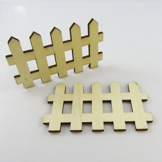 10pcs Laser Cut Wood Fence Embellishment 73x45mm Scrapbooking Cards etc