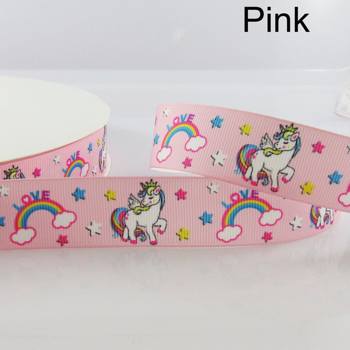 3metres Printed Rainbows & Unicorns Grosgrain Ribbon 25mm Select Colour