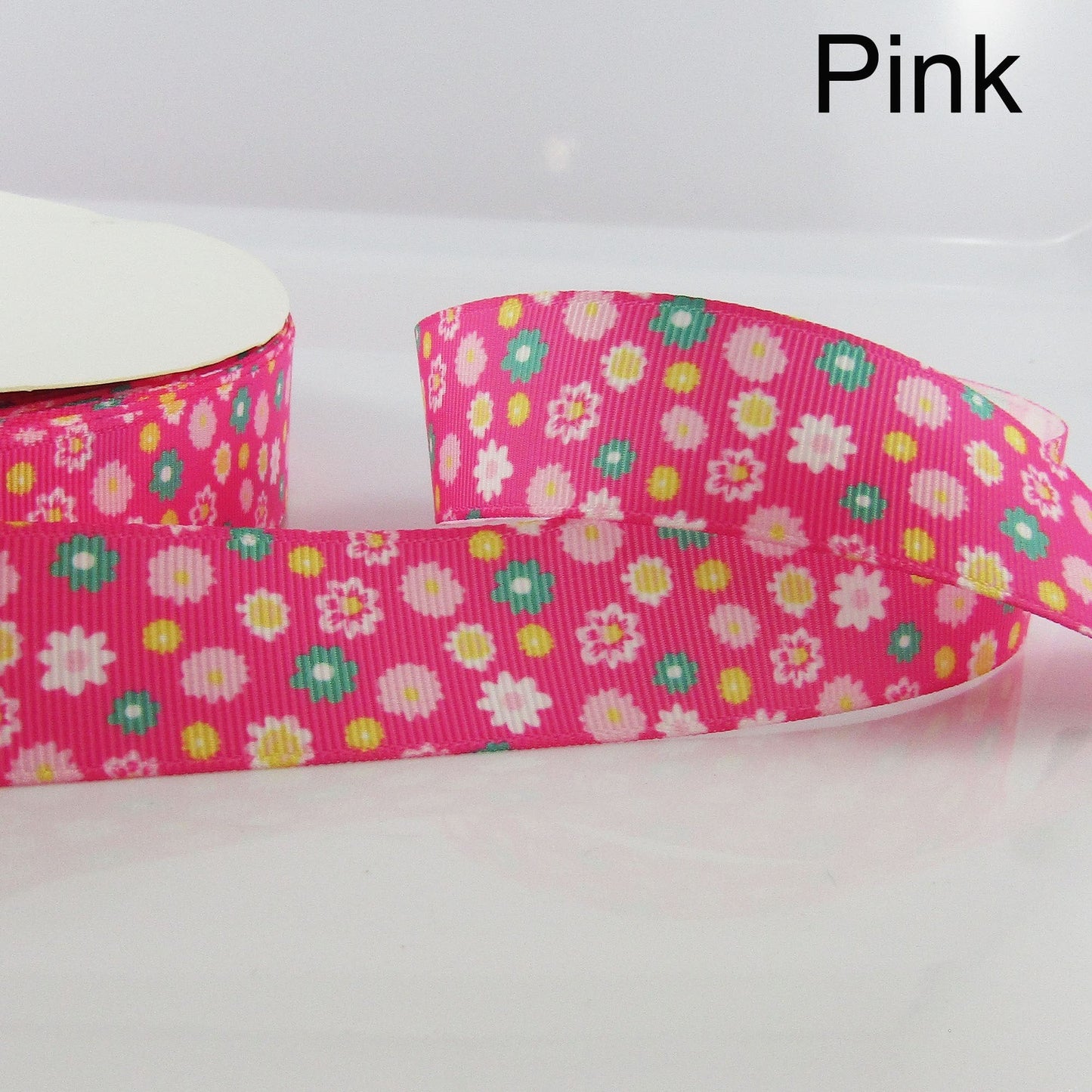 3metres Printed Cute Flower Grosgrain Ribbon 25mm Select Colour