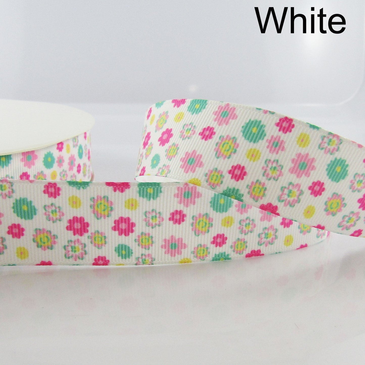 3metres Printed Cute Flower Grosgrain Ribbon 25mm Select Colour