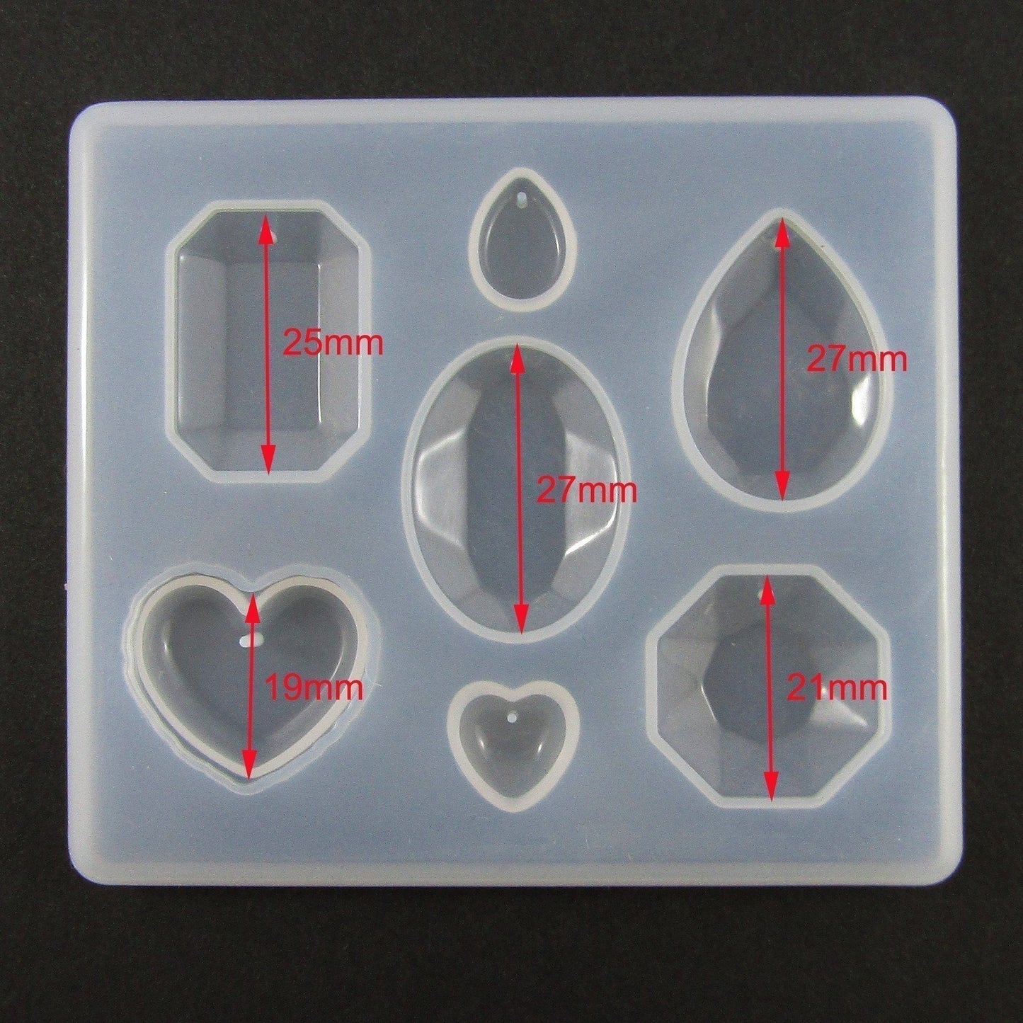 Mixed Faceted Gemstone Shape Pendant Silicone Casting Mould for Epoxy Resin