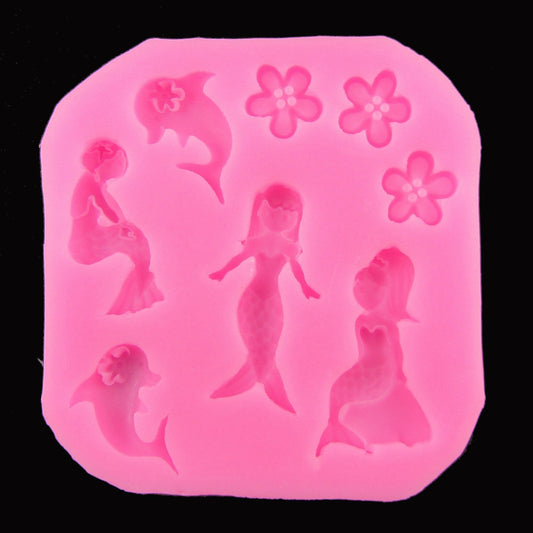 Mermaid & Dolphin FOOD GRADE Silicone Mould Fondant Chocolate Soap Resin