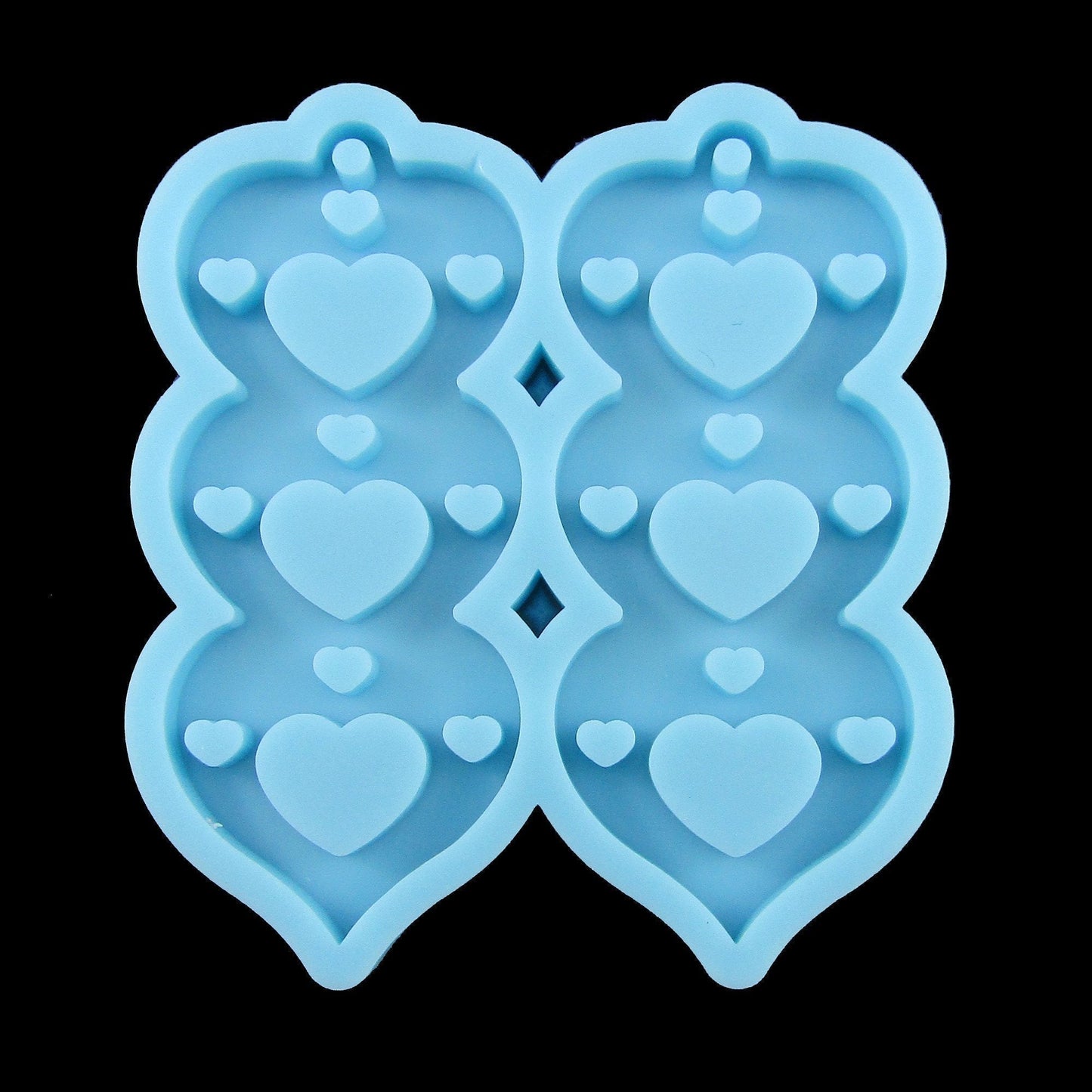 Triple Heart Pendant Earring Silicone Casting Mould for Epoxy Resin
