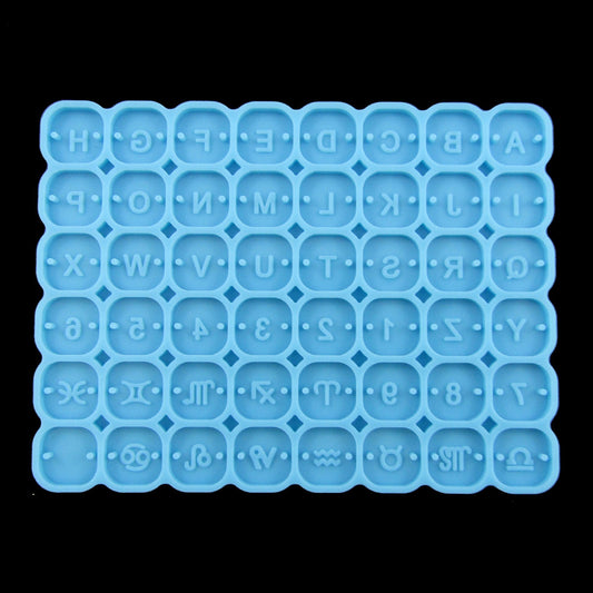 MINI Square Alphabet Number Zodiac Charm Silicone Casting Mould for Epoxy Resin