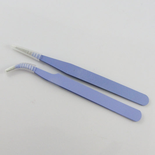 Craft & Jewellery Stainless Steel Flat & Bent Nose Beading Tweezers Set LILAC