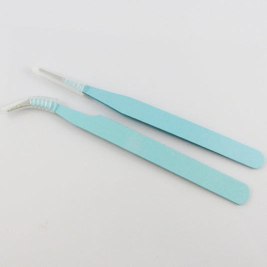 Craft & Jewellery Stainless Steel Flat & Bent Nose Beading Tweezers Set MINT