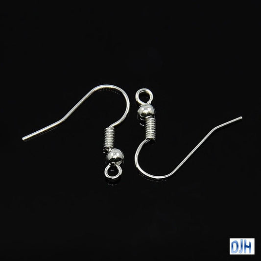Bulk 200pce (100 pair) DIY Silver Plate Earring Hook Finding 18x18mm 0.8mm