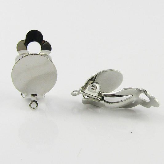 Bulk 10pcs (5pair) DIY Clip on Earring with Flat Glue Pad and Charm Loop 22x12mm