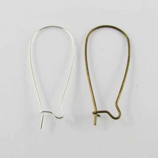 Bulk 20 pieces DIY Long Kidney Earring Hook Finding 33mm BRASS Pick Colour