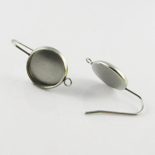 Bulk 10pcs (5pair) Cabochon Drop Hook Earring with loop Fit 12mm Cabs SSteel