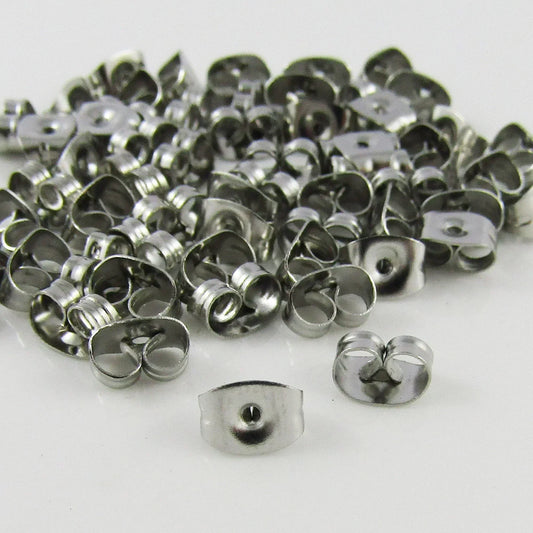 Bulk 50pcs (25pair) DIY Butterfly Earnut Earring Back Stopper 6x4mm 304Stainless