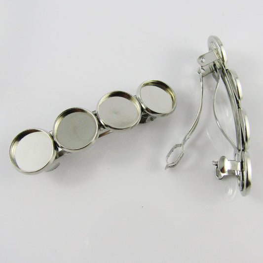 Bulk 2pcs Cabochon Setting Barrette Hair Clip Finding 55mm Fit 12mm Cabs