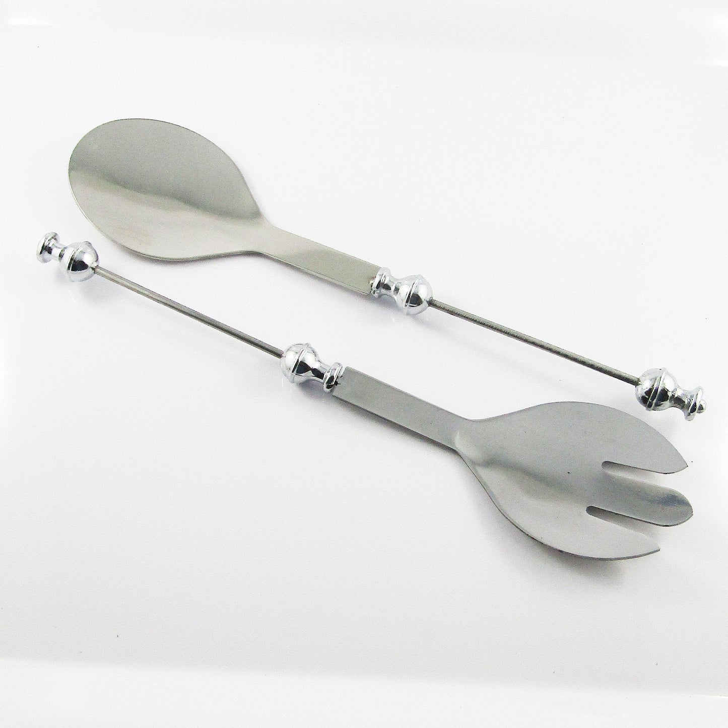 Blank DIY Beadable Salad Serving Set Stainless Steel & Alloy 250x57mm