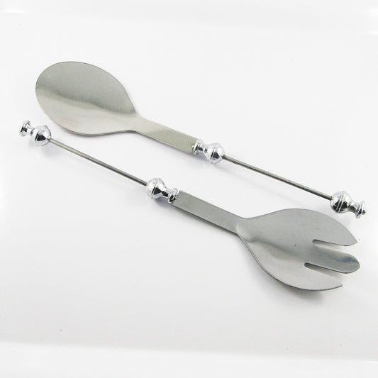 Blank DIY Beadable Salad Serving Set Stainless Steel & Alloy 250x57mm
