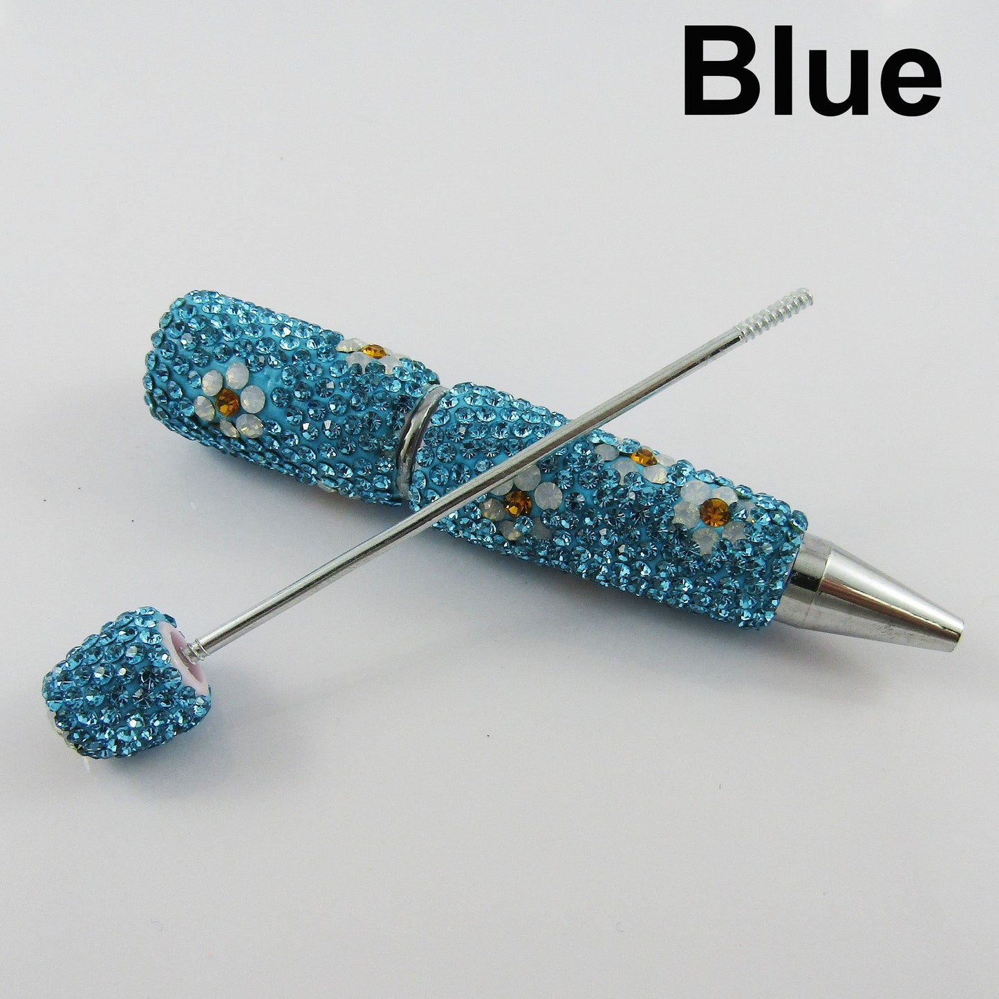 Blank DIY Deluxe Rhinestone Daisy Beadable Pen 145mm Select Colour