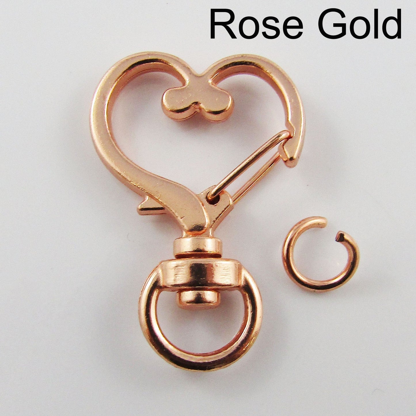 5pk Snap Hook Heart Clasp 35x23mm with Swivel Eye and Jump Ring Select Colour