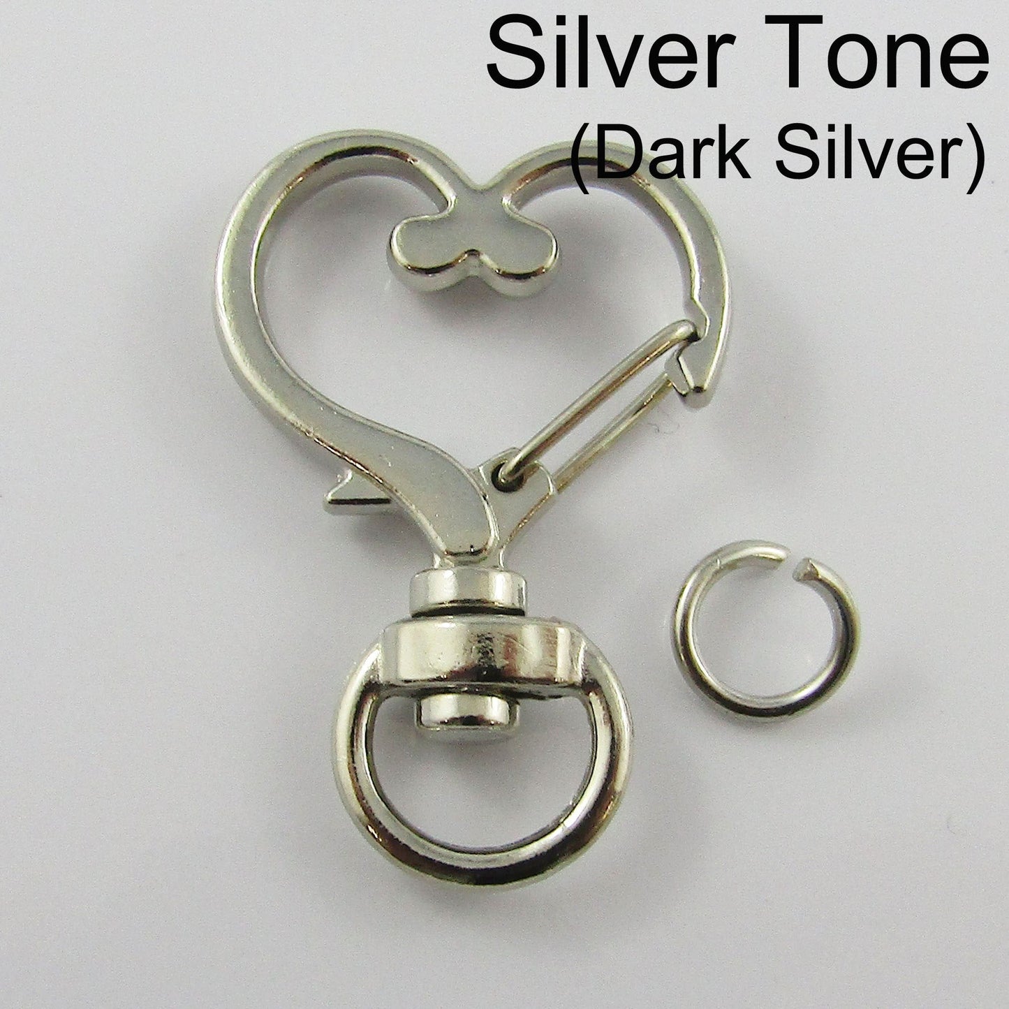 5pk Snap Hook Heart Clasp 35x23mm with Swivel Eye and Jump Ring Select Colour
