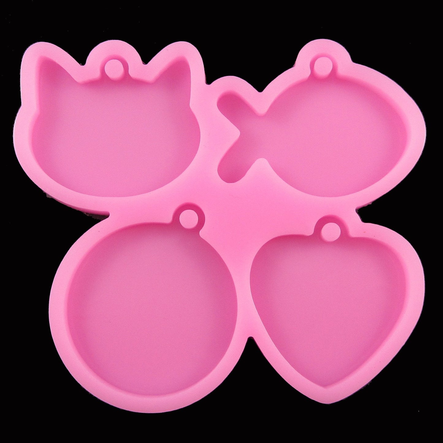 Cat Fish Round Heart Charm Pendant Silicone Mould for Epoxy Resin