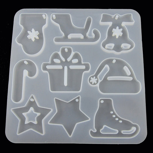 Mixed Christmas Pendants Earrings Silicone Mould UV or Epoxy Resin