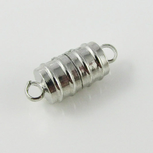 5 Sets Barrel Column Magnetic Clasp Silver Tone 19x7.5mm Hole 2.5mm