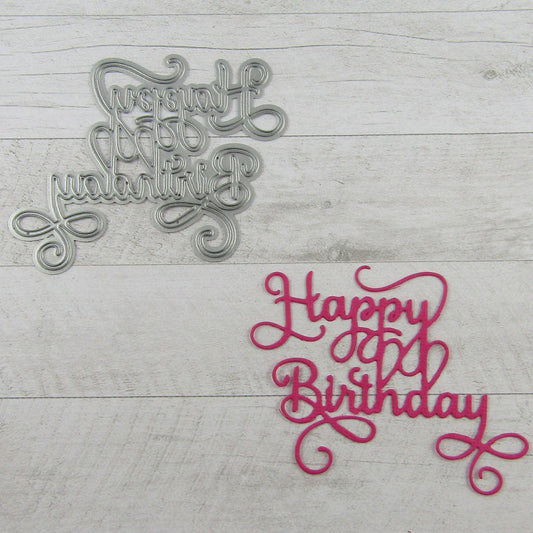 Happy Birthday Scroll Cutting Die Carbon Steel Scrapbooking Card Making etc