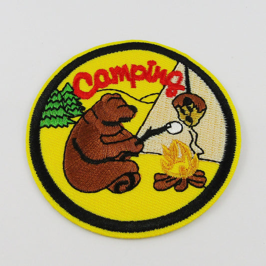 1pce Iron on / Sew On Camping Bear Embroidery Applique Patch 72mm