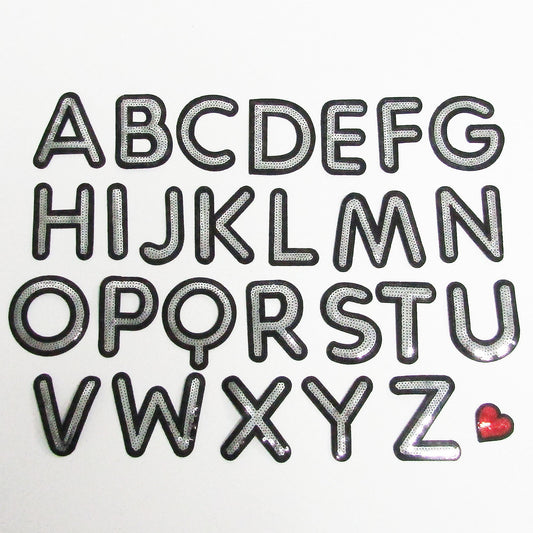 1set Iron on / Sew On A-Z Alphabet Sequins Embroidery Applique Patch