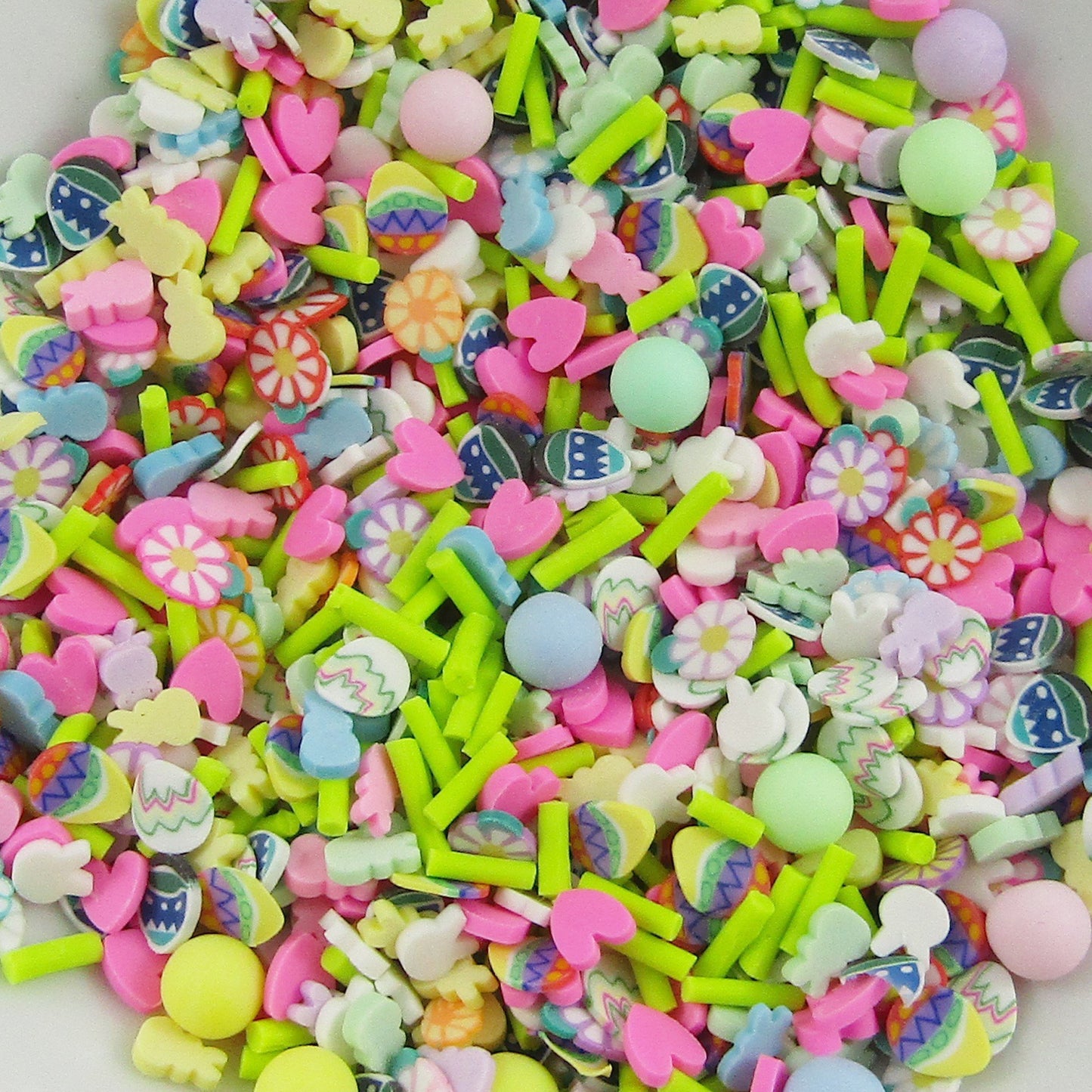 20g Mixed Easter Egg Polymer Clay Wafer Sprinkles with Pastel Beads