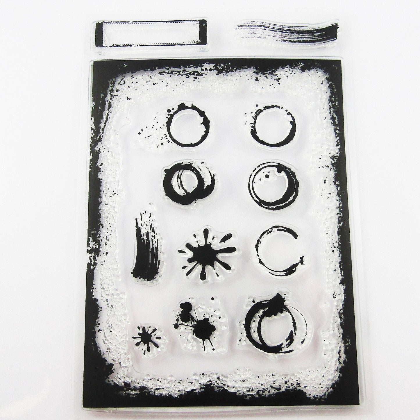 Cup Stains & Ink Splash Frame Clear Stamp Sheet Silicone Journal Scrapbook Cards