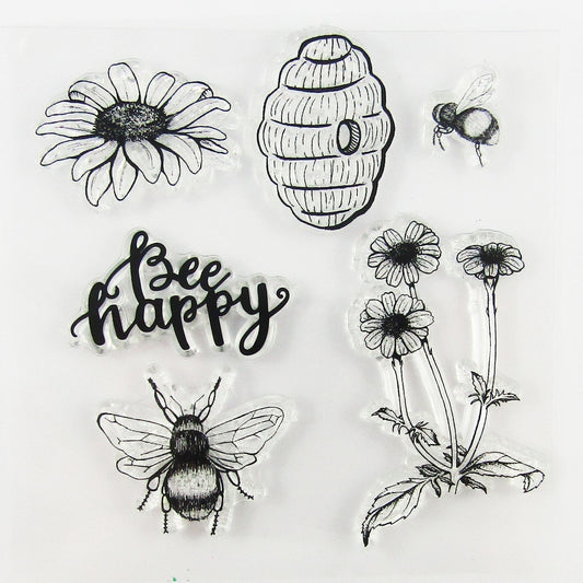 Bee Happy Beehive Clear Stamp Silicone Rubber Scrapbooking Card Making