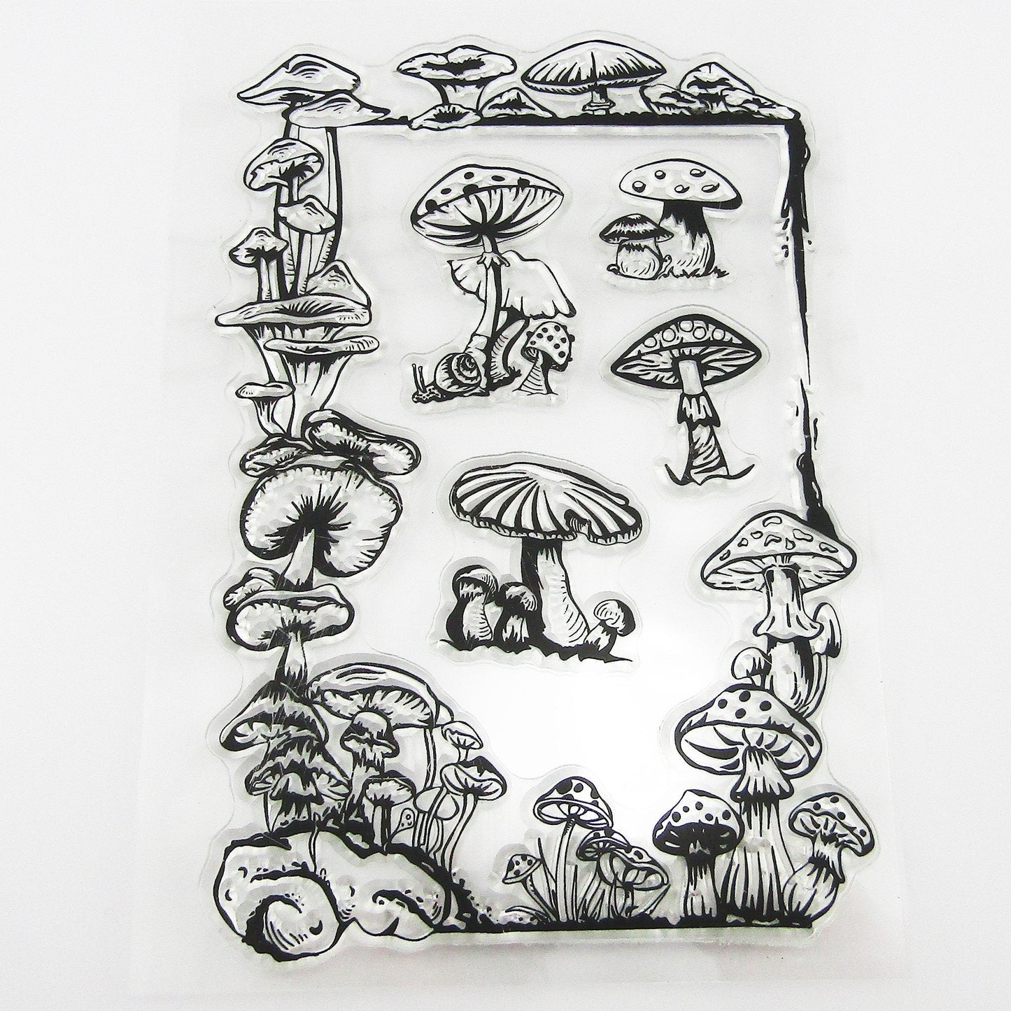Toadstool Mushroom Frame Clear Stamp Sheet Silicone Journal Scrapbook Cards