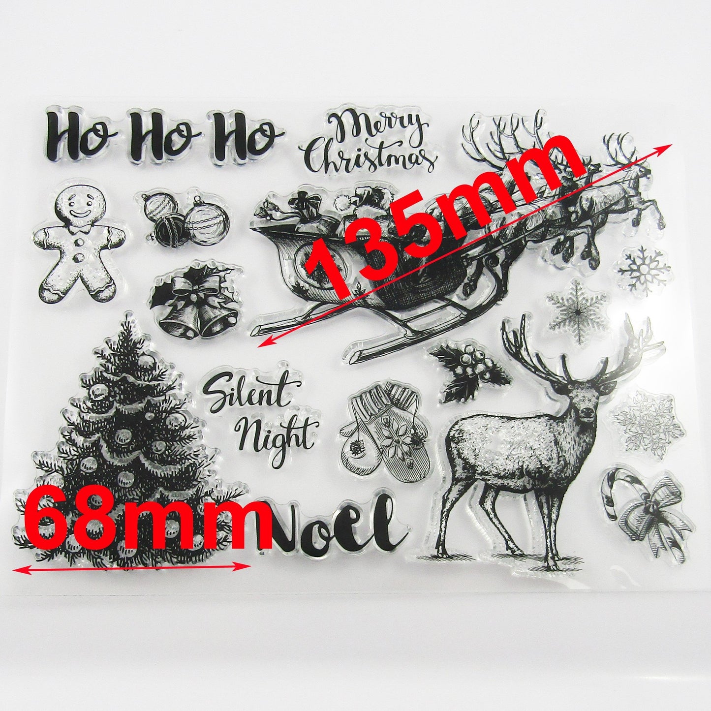 Ho Ho Ho Santa Sleigh Christmas Stamp Sheet Silicone Journal Scrapbook Cards