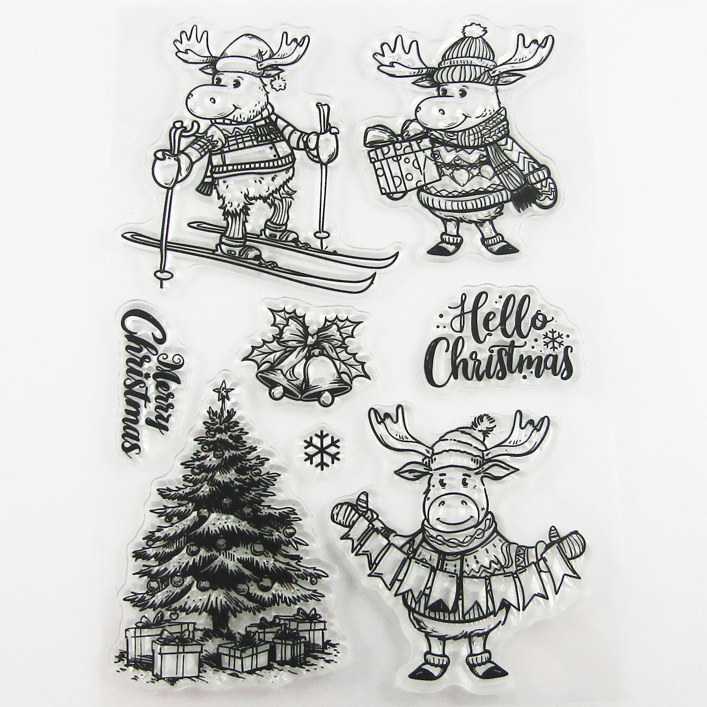 Christmas Cartoon Reindeer Clear Stamp Sheet Silicone Journal Scrapbook Cards