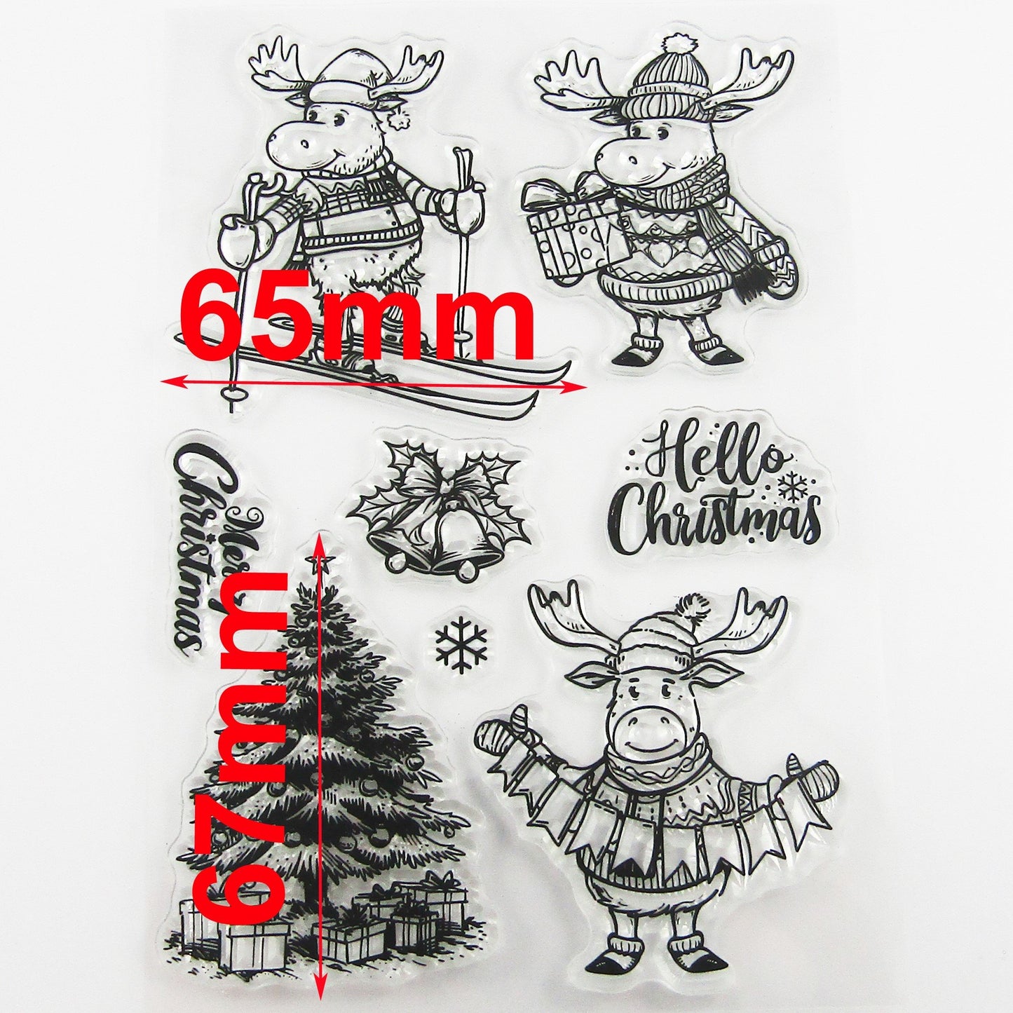 Christmas Cartoon Reindeer Clear Stamp Sheet Silicone Journal Scrapbook Cards
