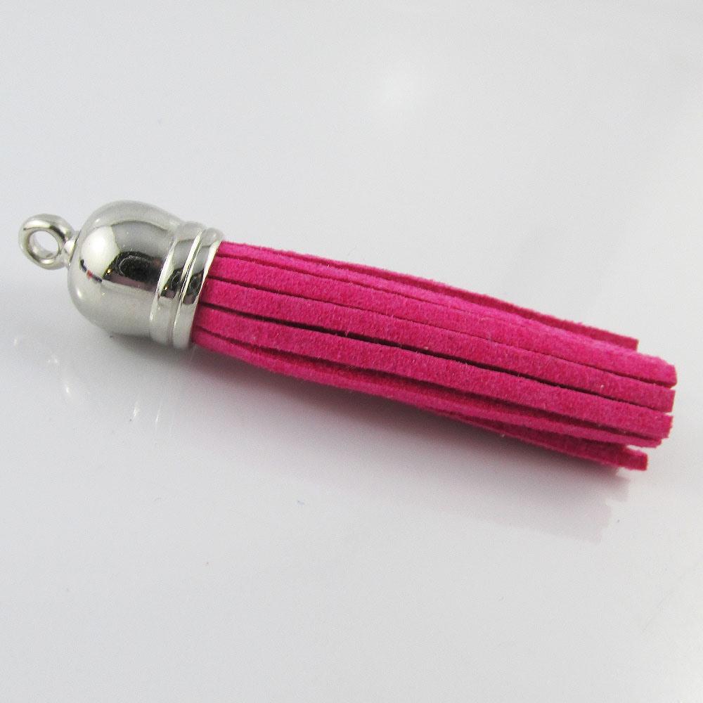 10pce Faux Suede Tassel 59mm CCB Acrylic Cap Pick Colour Suit Fashion Accessory