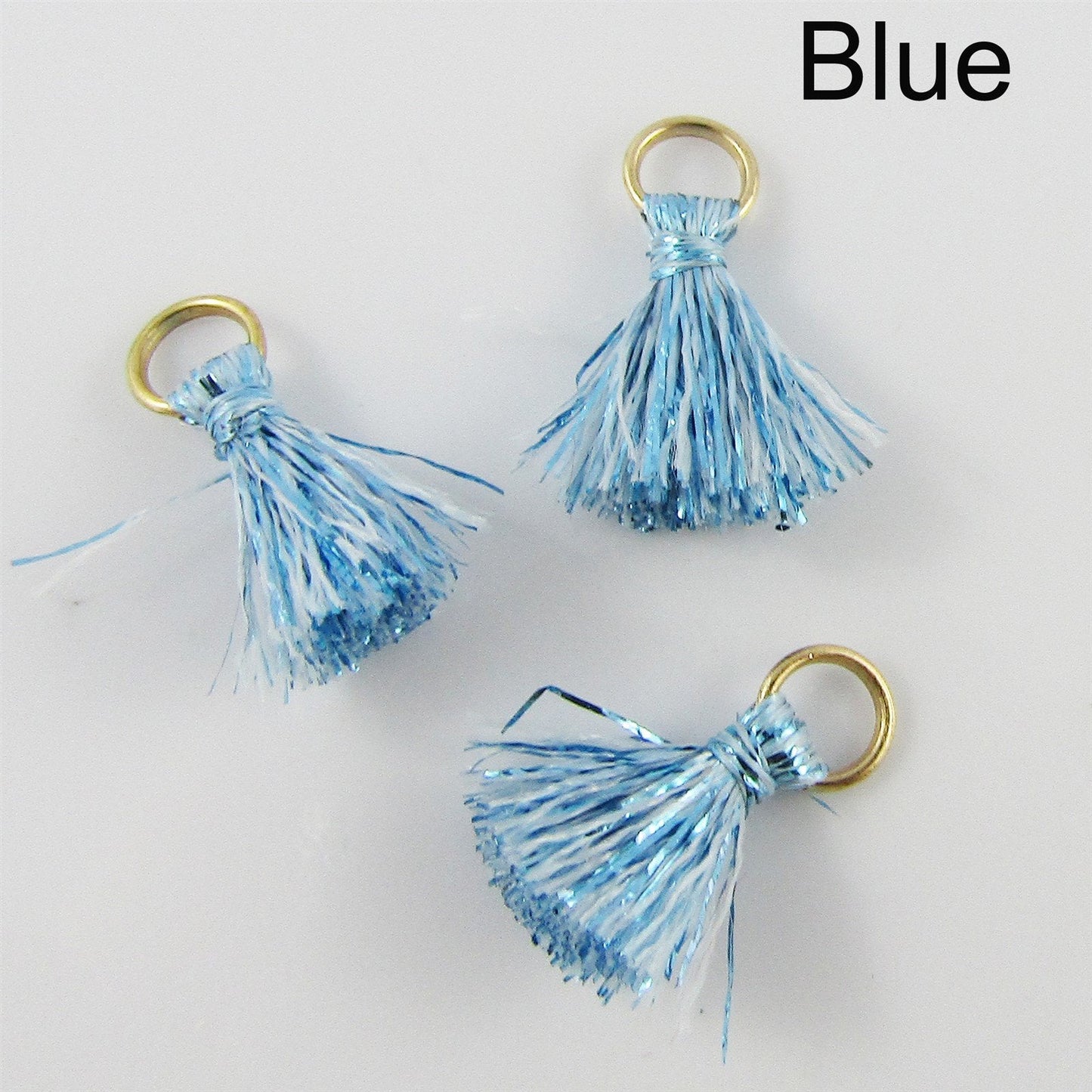10pce TINY Metallic Thread Tassel with Jumpring 15mm Select Colour