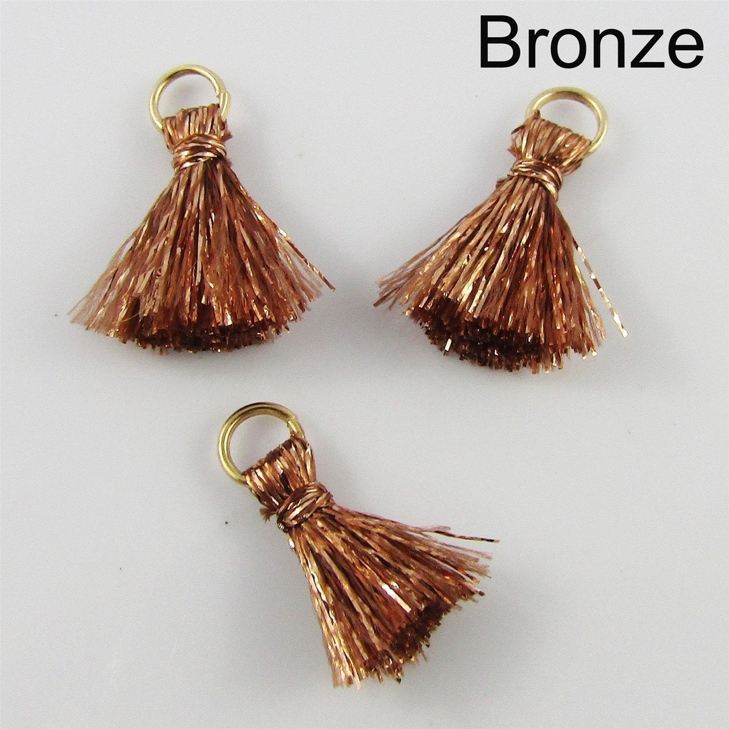 10pce TINY Metallic Thread Tassel with Jumpring 15mm Select Colour